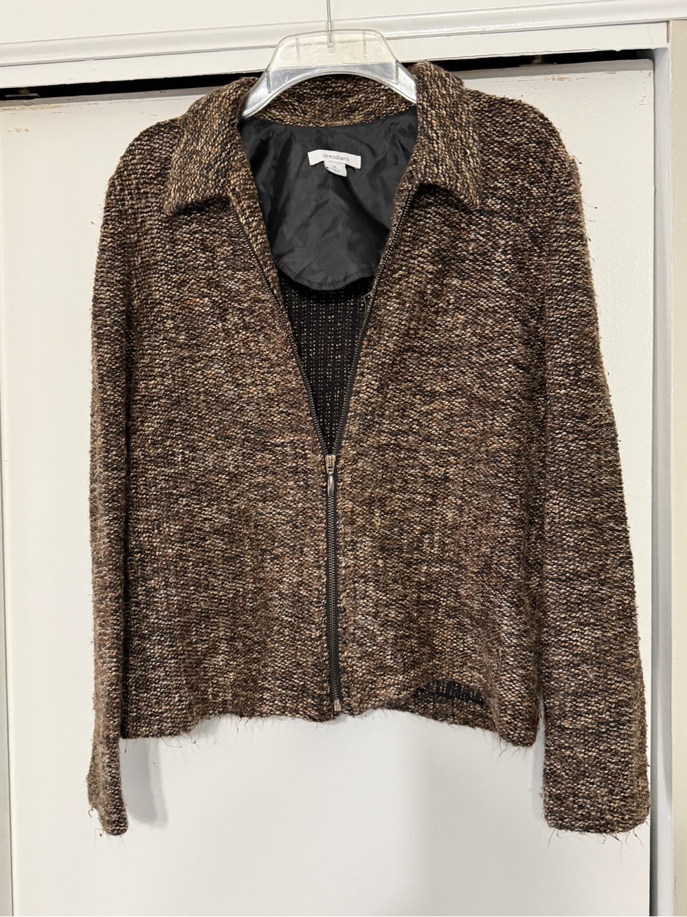 Dress Barn Brown Marled Zip-Front Jacket